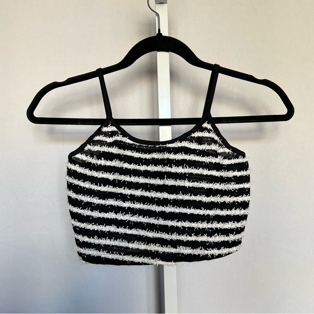 AKIRA Black & White Striped Crop Top NWT